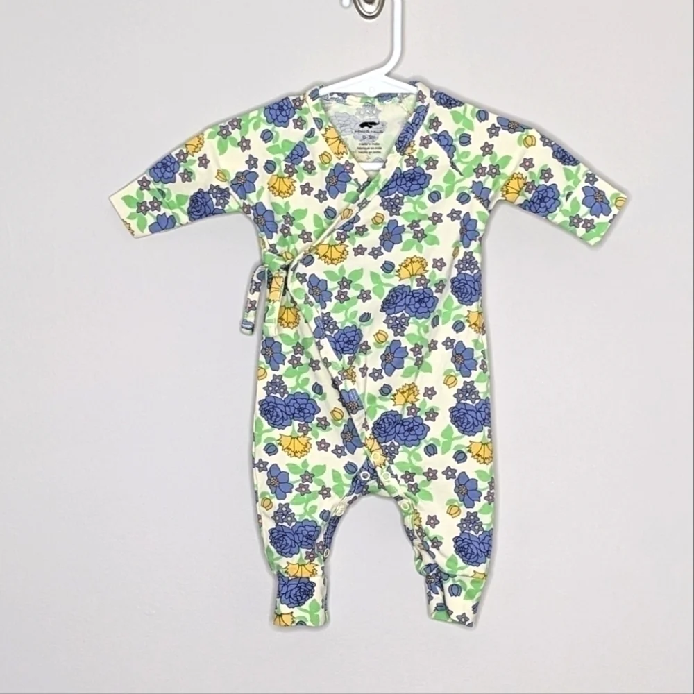 Monica + Andy Organic Floral Flower Onepiece Wrap Romper 0-3m